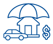 umbrella over car and house icon